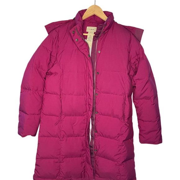 LL Bean Womens Medium Faux Fur Goose Down Insulated Hooded Puffer Parka Jacket - Picture 3 of 6